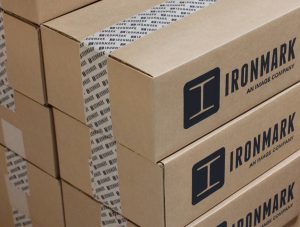 Cardboard boxes with the Ironmark logo