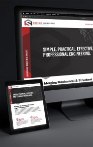 Simplicit Engineering website on a large monitor and tablet