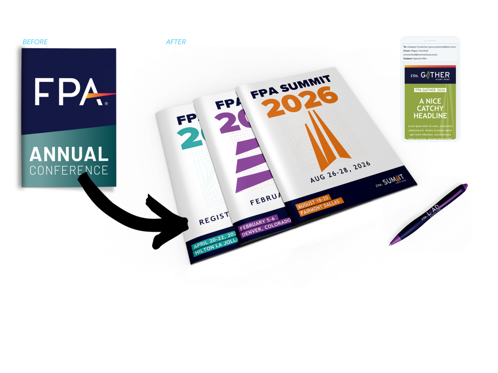 Financial Planning Association marketing assets pre- and post-rebrand